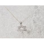 Silver and cz star of david pendant on silver chain 3.8g gross