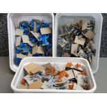 3 tubs containing plastic wargame minatures includes Aztecs, spanish & American civil war