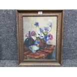 An oil painting by P V Roon Still Life, signed 53 x 42cm.