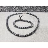 Haematite bead necklet with silver catch and matching bracelet