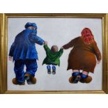 An oil painting after Alexander Millar "The Family" 34 x 44cm.