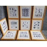 A set of 10 reproduction prints to include compasses, barometers, typewriters etc.