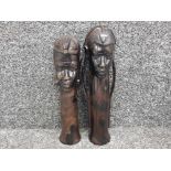 2 large wooden african figured busts