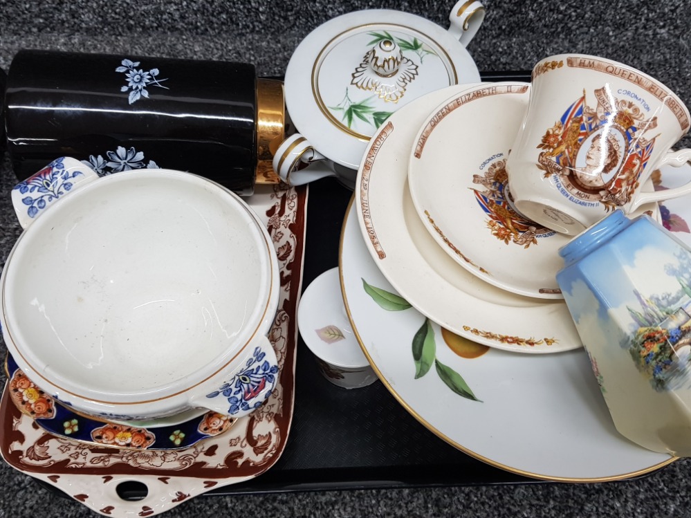 Two trays of miscellaneous pottery including Noritake, Masons commemorative cups and saucers etc - Image 2 of 3