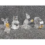 Disney Lenox crystal ornaments from Winne the Pooh: piglet, eeyore, winnie and tigger.