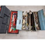 Two toolboxes with contents to include spanners etc.