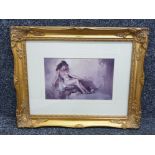 Gilt framed Sir William Russell Flint print, nude study of a lady, 26x16cm, frame size 50x39.5cm