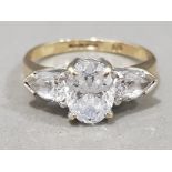 Ladies 9ct yellow gold cubic zirconia ring, size J, 2.9g gross