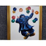 An oil painting after Alexander Millar "Balloon Man" 39.5 x 29cm.