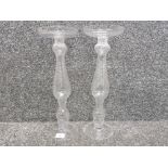 Pair tall wrythen glass/hat wig stands