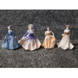 Four small Coalport lady figurines: Ann, Shelley, Meryl and Rose Ball.