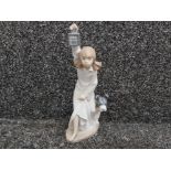 Nao by Lladro figure "who is there" girl with lantern and dog