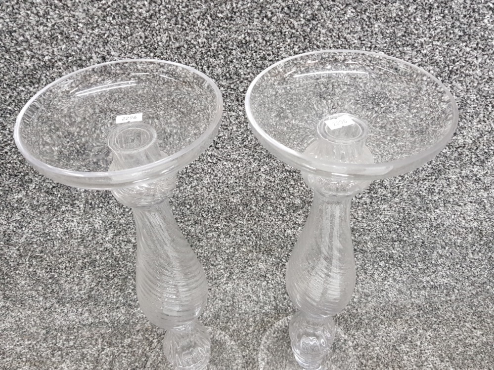 Pair tall wrythen glass/hat wig stands - Image 2 of 3