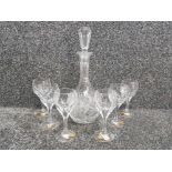 Set of 6 german Nachtmann Bleikristall drinking glasses together with a crystal glass decanter