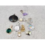 10 stone set pendants including 3 silver