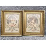 Pair of late Victorian to early 1900s french tapestries in gilt frames, 55cm x 61cms