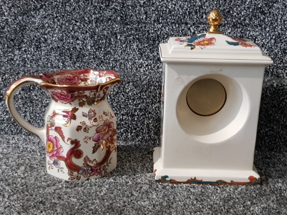 A Mason's Ironstone Java pattern mantle clock and a Mandalay Red pattern jug. - Image 2 of 3