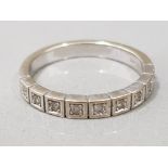 Ladies 9ct white gold diamond band, comprising of 9 round brilliant cut diamonds, size O, 2.9g