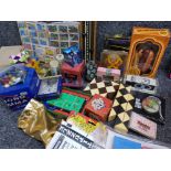 Box lot of mixed vintage puzzle games also includes 3 packs of matches each with unique box