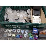 Box containing a large Quantity of crystal drops & crystal glass paperweights ( rolls Royce,