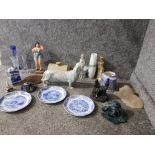 Miscellaneous items to include a Chinese cloisonne miniature tea set, stoneware hot water bottle,