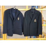 Two gents blazers with stitched on emblems including The British Legion, sizes L.