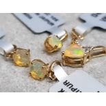5 stamped 10K gold pendants with simular stones, 2.1g gross
