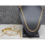 22ct gold plated necklace plus other gold plated & gilt metal chains/bracelets