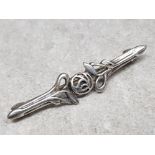 Silver Rennie Mackintosh glasgow rose bar brooch,.3.4g