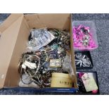 Box containing a large Quantity of costume jewellery, necklaces, rings etc