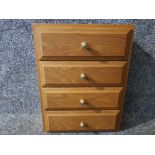 An oak desk top set of four drawers 34 x 45 x 15.5cm