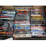 Box of DVDs including Star Trek, pirates of the Caribbean etc