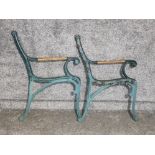 Pair of vintage cast iron garden bench ends