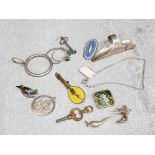 Selection of silver, metal & enamelled pieces