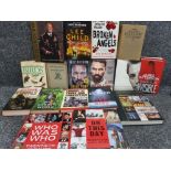 Selection of hardback books including autobiographys etc