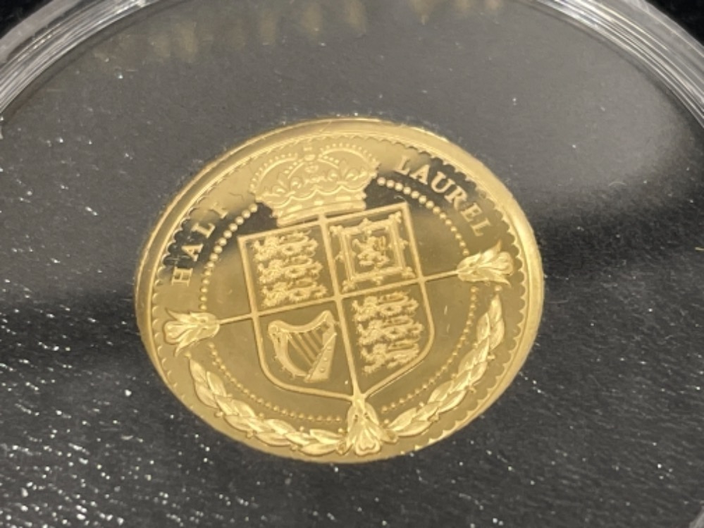 22ct gold proof QEII 2020 Tristan da Cunha 1/2 sovereign coin with box and certificate - Image 2 of 3