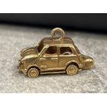 9ct gold vintage Mini Cooper charm 4.1g