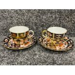 Royal Crown Derby Imari patterned teacup and saucers x2