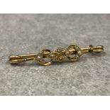 Antique 9ct gold and seed pearl pin bar (1.9g)