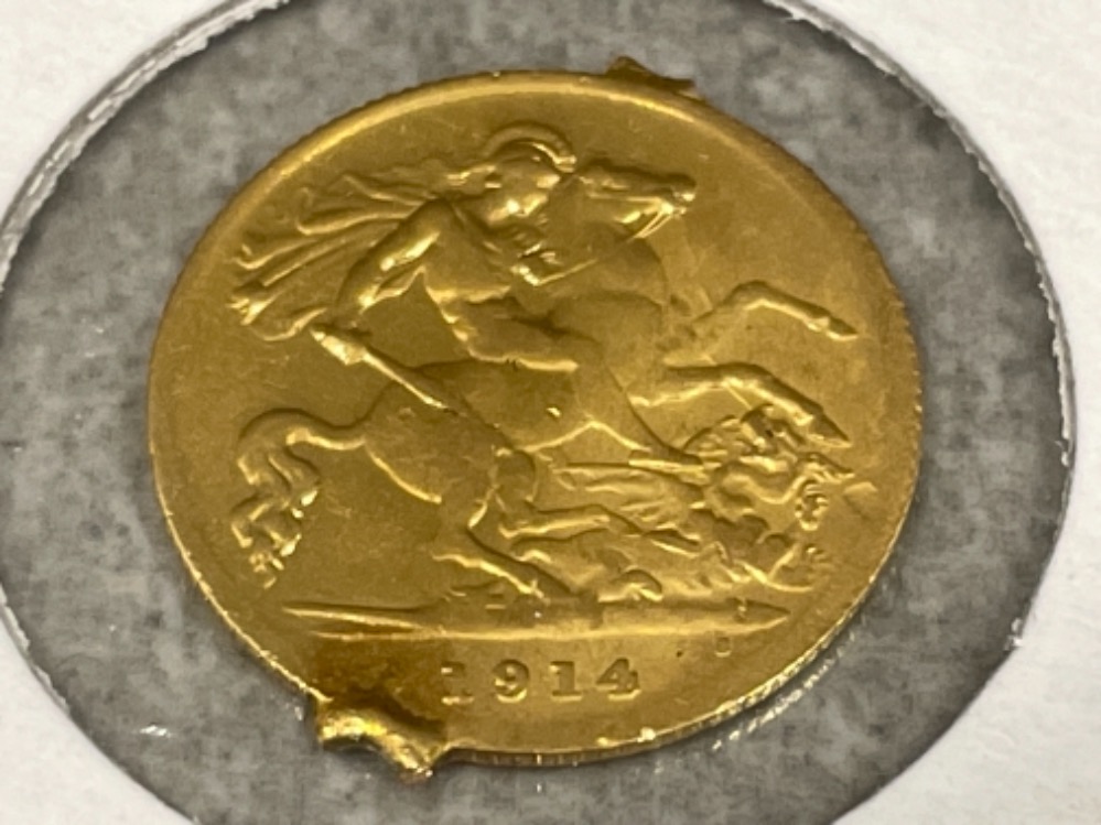 22ct gold Half-Sovereign George V 1914 (possibly ex jewellery item)