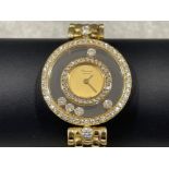 Chopard ladies 18ct gold Happy Diamonds watch. Featuring round gold case with 5 floating Diamonds