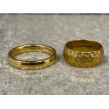 2x Vintage 18ct gold bands (14.5G)