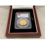 24ct (0.999) fine gold 1/2 Troy ounce coin. 200 yen panda vgc with box and PCGS MS70 graded