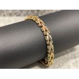 9ct gold Tri-colour arrow link bracelet (10.5G)