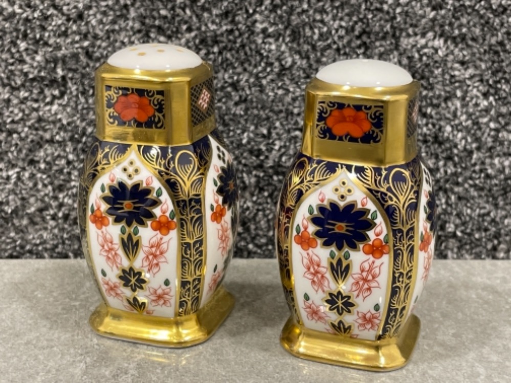 Royal Crown Derby old Imari patterned Salt & Pepper condiments