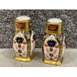 Royal Crown Derby old Imari patterned Salt & Pepper condiments