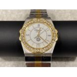 Chopard ladies Bi-metal watch. Featuring white dial with Roman numerals and gold batons. Date