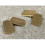 Vintage 9ct gold cuff links with engine turned pattern. 4.5G