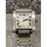 Cartier Tank Francaise automatic with date gents stainless steel watch with original box and good