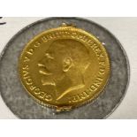 22ct gold Half-Sovereign George V 1912 (possibly ex jewellery item)